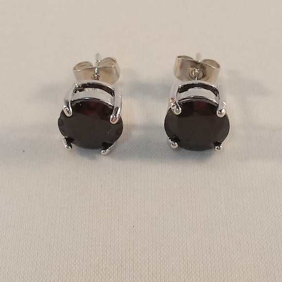 Jewelry - 18K Gold Filled Black Onyx Zircon Stud Earrings 9m